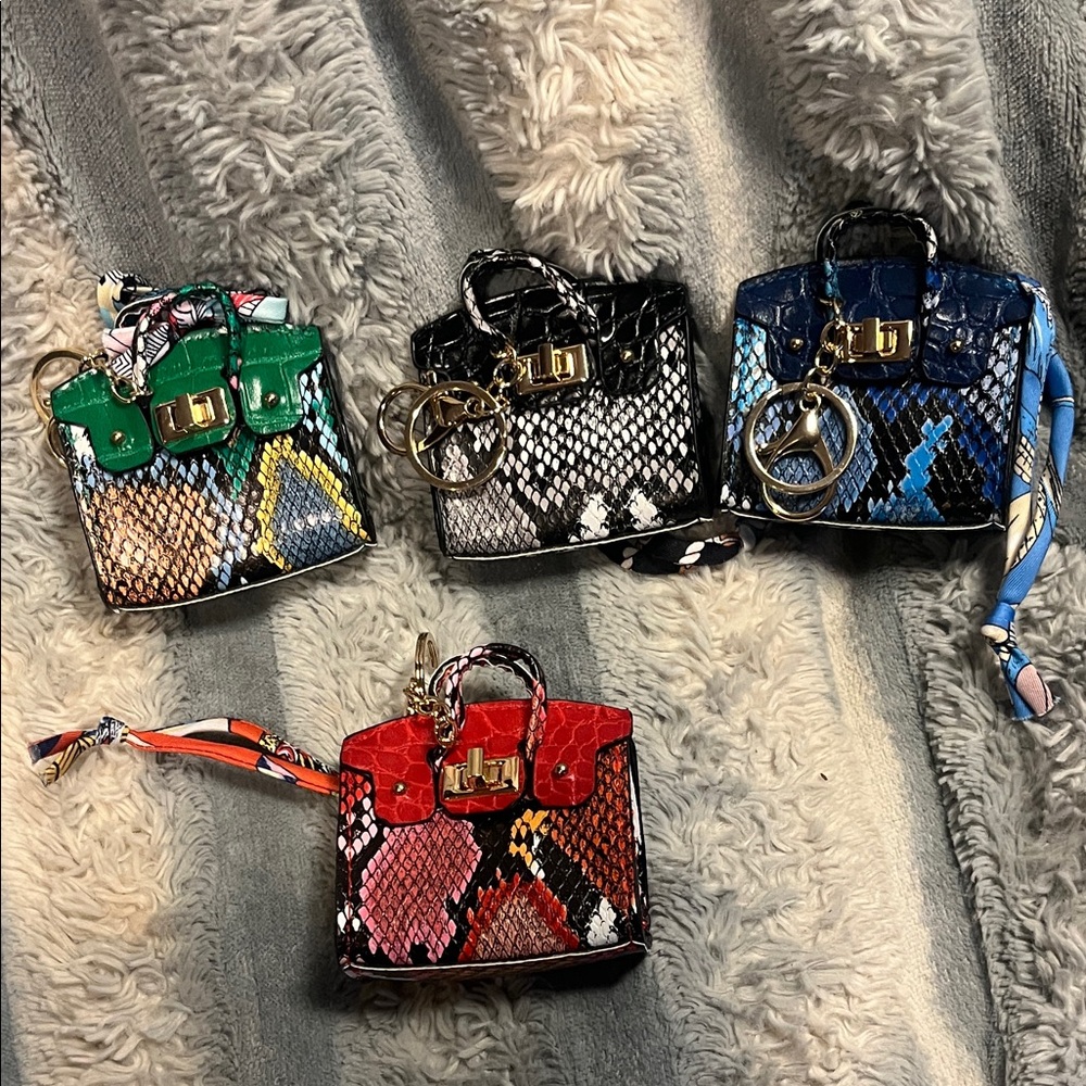 Choice of Mini Snake-Texture Top-Handle Bag Keychains